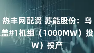 热丰网配资 苏能股份：乌拉盖#1机组（1000MW）投产